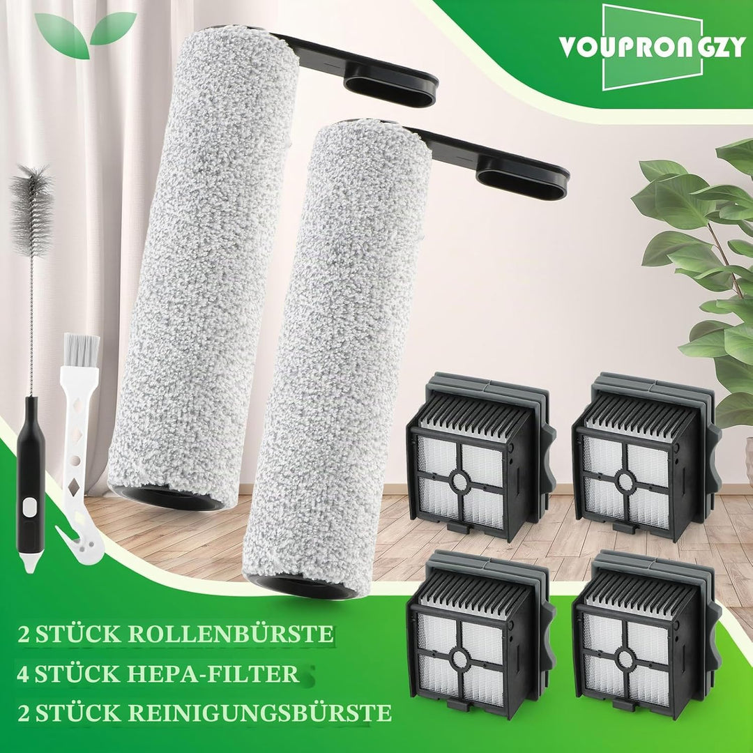 2 Bürstenrollen 4 Filter Ersatzteile für Tineco Floor One S5 Combo Bürstenrollen/HEPA Filter Nass Tr