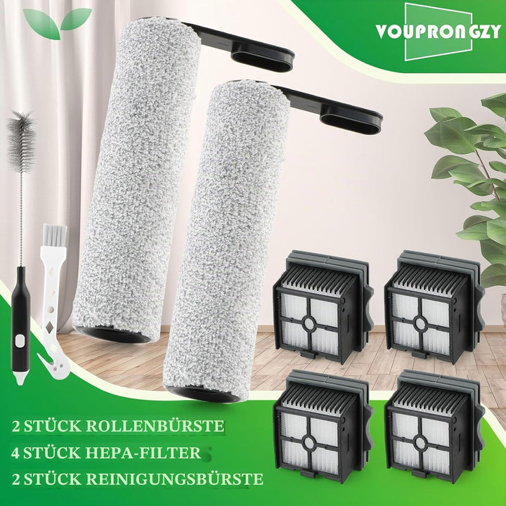 2 Bürstenrollen 4 Filter Ersatzteile für Tineco Floor One S5 Combo Bürstenrollen/HEPA Filter Nass Tr