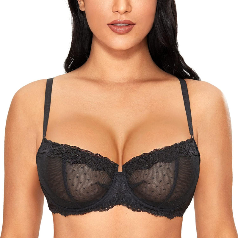 DOBREVA Balconette BH Damen mit Bügel Push Up Dirndl Spitze BHS Sexy Grosse Grössen Ungefüttert 70A