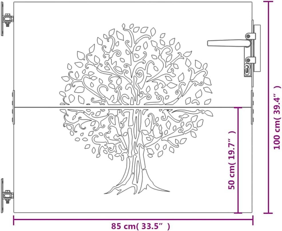 vidaXL Gartentor, Gartentür mit Bambus-Design, Abschliessbar Hoftor Eingangstor für Garten Terrasse,