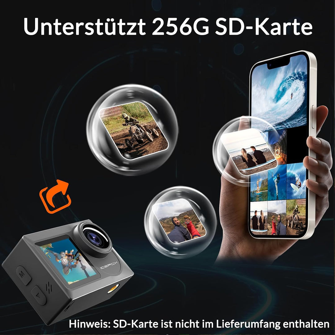 icefox Action Cam 4K Unterwasserkamera Wasserdicht 40M Ultra HD 20MP Kamera 170 Degree Ultra-Weitwin