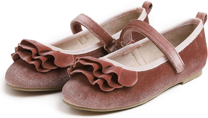 Feversole Girls Cute Dress, Mädchen süsses Kleid Mary Jane Schuhe weiche Party Urlaub Ballerinas 30