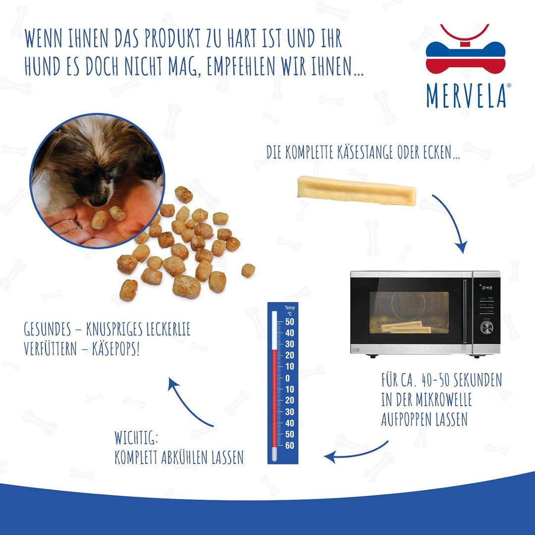 MERVELA® Kaukäse für Hunde | 3 * 170 Gramm | XXL | Käseknochen für Hunde | Beschäftigung & Belohnung