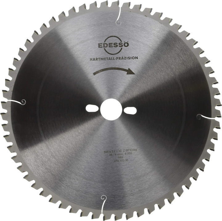 Edessö 45430530 HM-Kreissägeblatt Präzision-Spezial 2 KNL HW, Z=60 W neg, 305 x 3,2/2.2 x 30 mm, Sil