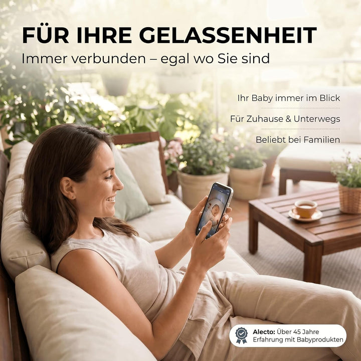 Alecto SMARTBABY10BK WiFi Babyphone mit Kamera HD 1080p - Indoor Smart Babyfon mit Mobiltelefonsteue