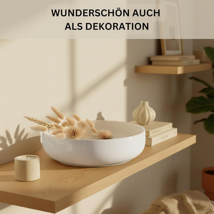 Sänger | Servierschale Korfu, Grosse Schale aus hochwertigem Steingut Handmade, Salatschale & Obstsc