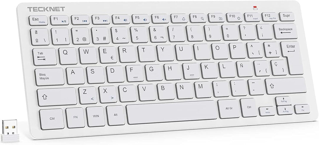 TECKNET Spanische Spezifikationen Mini-Tastatur und Maus, QWERTY Weiss, Weiß