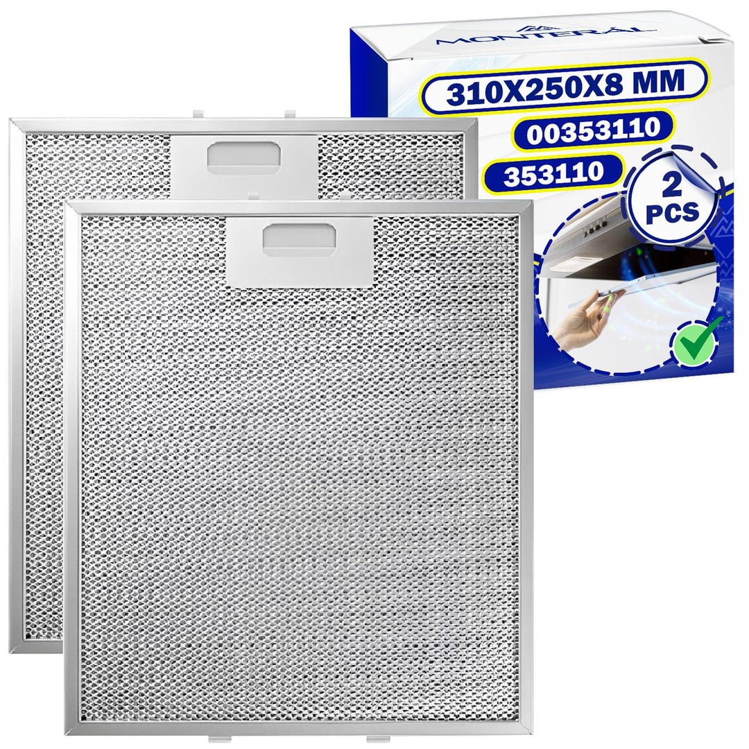 2 Stück Aluminium Anti Fett Filter für Dunstabzugshaube 310x250x8 mm mit dem Originalcode 00353110 3