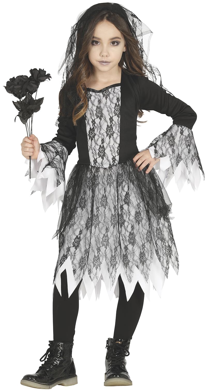 FIESTAS GUIRCA Gothic Braut Kostüm für Mädchen 7-9 Jahre, 7-9 Jahre
