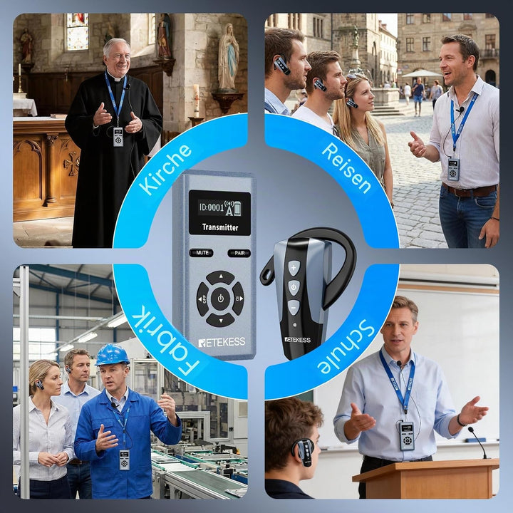 Retekess TT106S Drahtloses Tourguide-System, Tourguide-System mit Ear Hook, 2.4GHz, One-Touch-Bedien