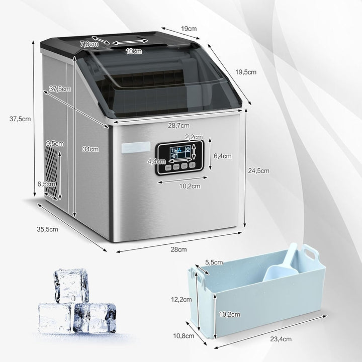 RELAX4LIFE Eiswürfelmaschine, Eiswürfelbereiter 24 Eiswürfel in 15 min, 22kg/24h, 2,4L Wassertank, I