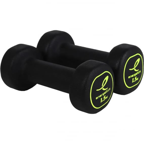 ENERGETICS Unisex – Erwachsene Neoprene Dumb. Pairs Hanteln 2X1,0 Black/Yellow, 2X1,0 Black/Yellow