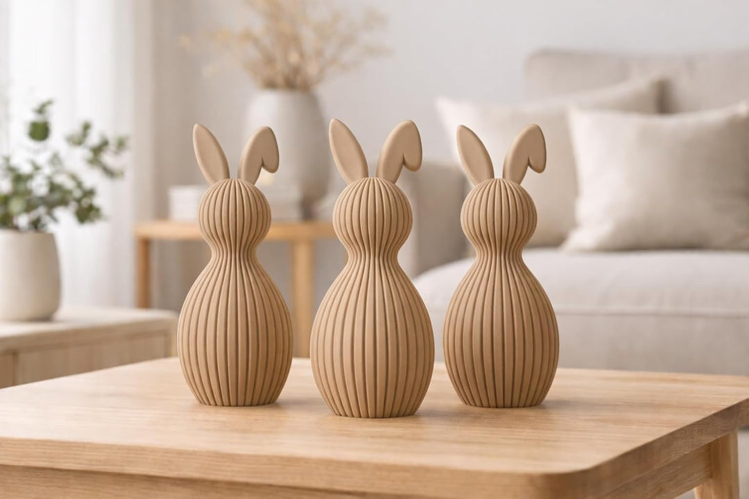 ALBA Hasen Deko 3er Set 12 cm – 3D Druck Deko Figuren im Skandinavischen Stil – Moderne Osterdeko Mi