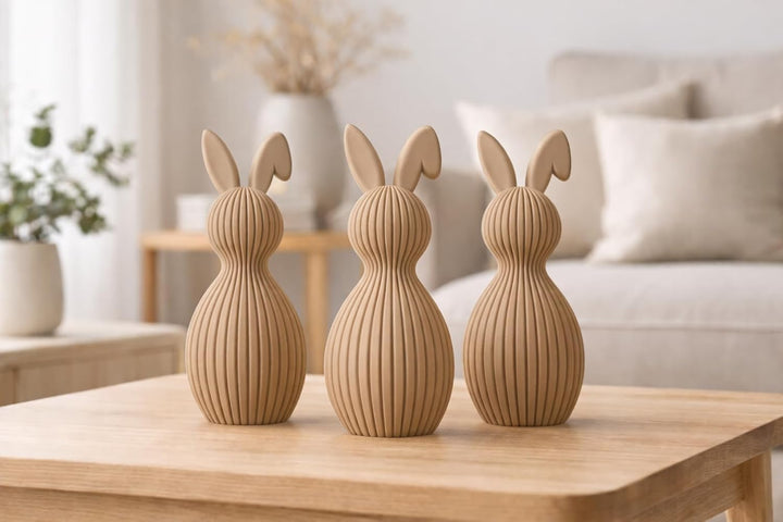 ALBA Hasen Deko 3er Set 12 cm – 3D Druck Deko Figuren im Skandinavischen Stil – Moderne Osterdeko Mi