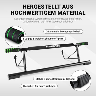 MSPORTS Klimmzugstange Premium | Türreckstange für Türrahmen Ohne Schrauben | Tür Reck Stange