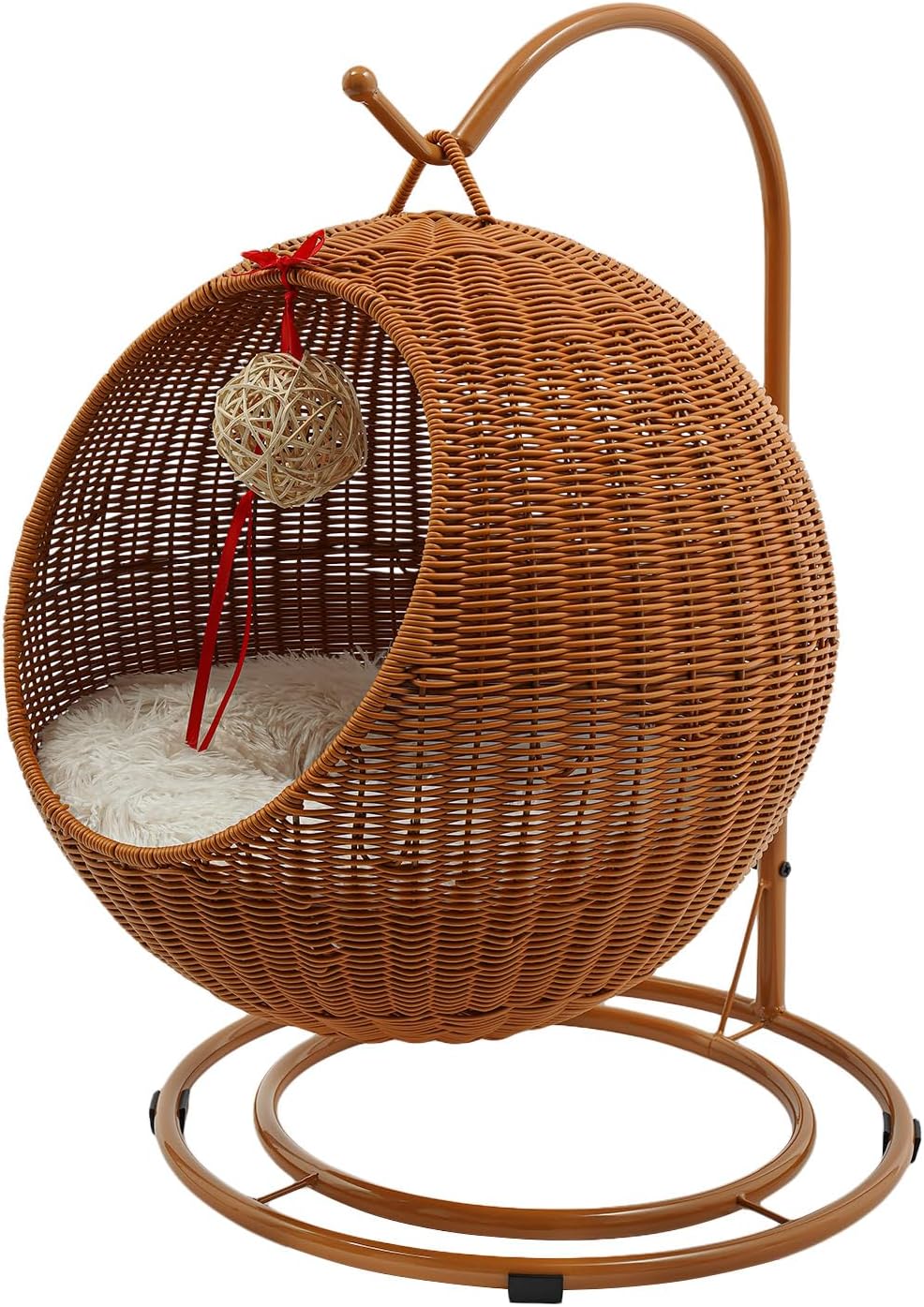Katzenkorb hängend, Katzen Hängematte aus Rattanimitat, bequemes Katzenschaukel mit Weiches Kissen (