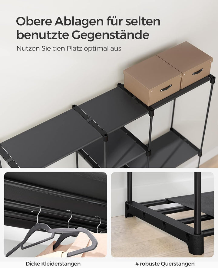 SONGMICS Kleiderschrank, Kleiderständer, freistehende Garderobe, mit Kleiderstangen, Garderobenständ