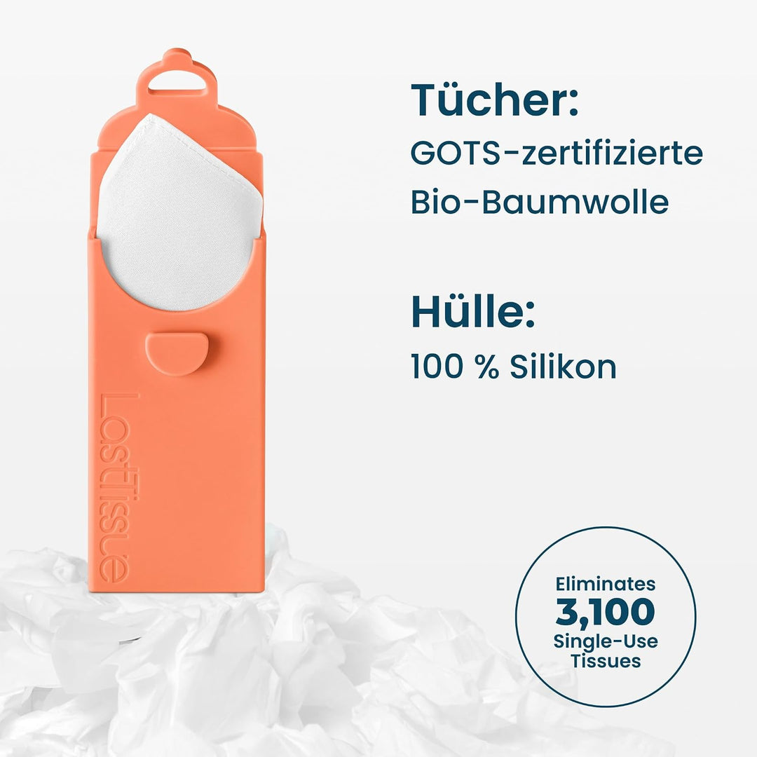 LastTissue® Taschentücher Box - Umweltfreundlich Wiederverwendbare Bio Taschentücher aus Baumwolle (