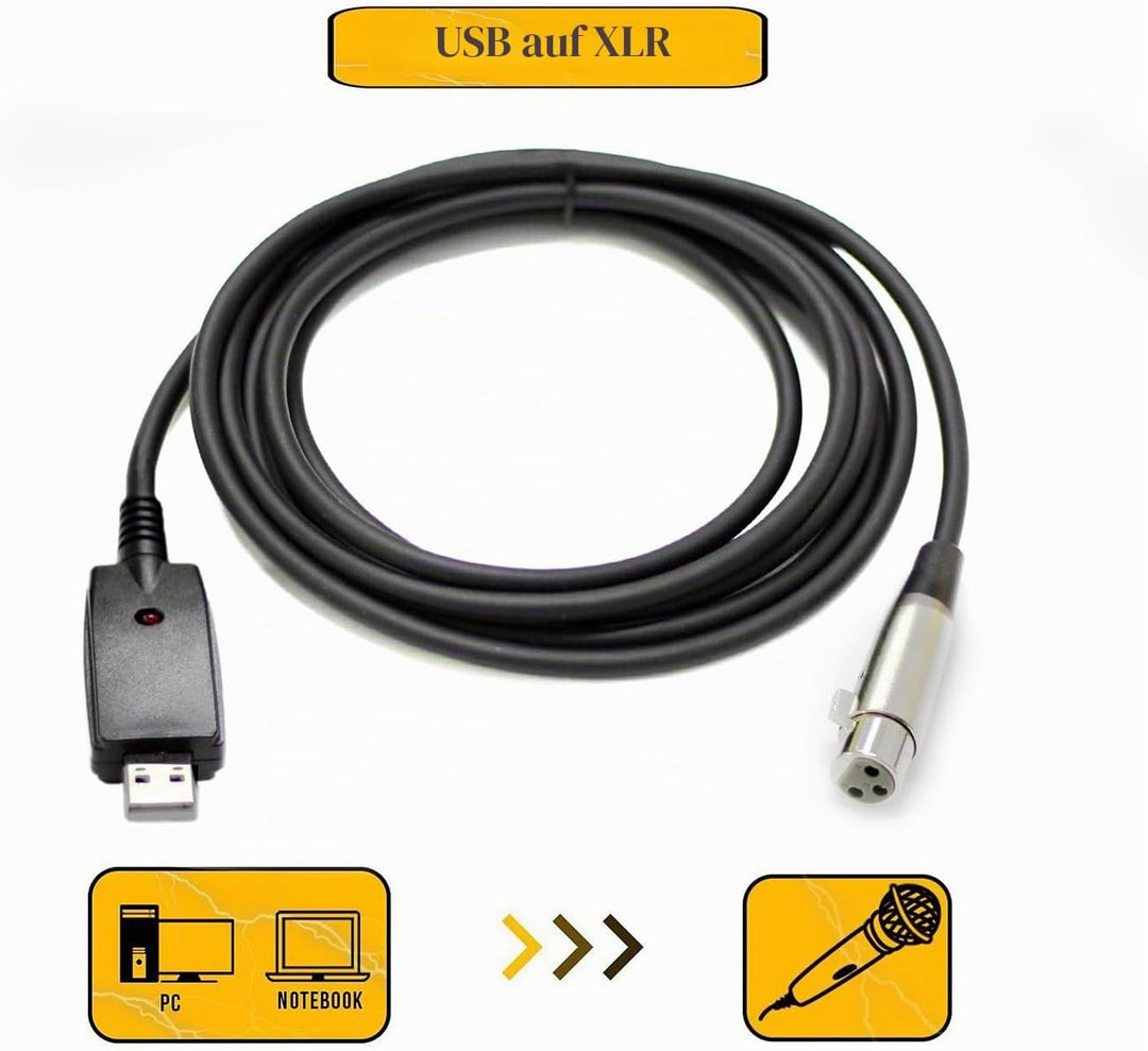 USB zu XLR Mikrofonkabel - 3 Pin Mic Link Converter Kabel Studio Audio Kabel Anschluss Cords Adapter