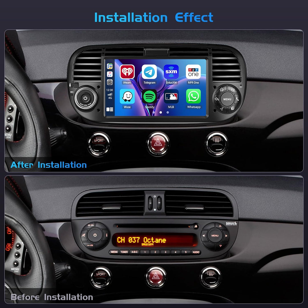 Inefala 4+128G Autoradio für FIAT 500 2007-2015 Android 15 mit 7&