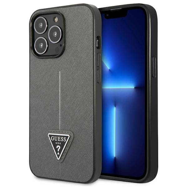 GUESS GUHCP13LPSATLG Hülle für iPhone 13 Pro / 13 6,1" Silber hardcase SaffianoTriangle Logo