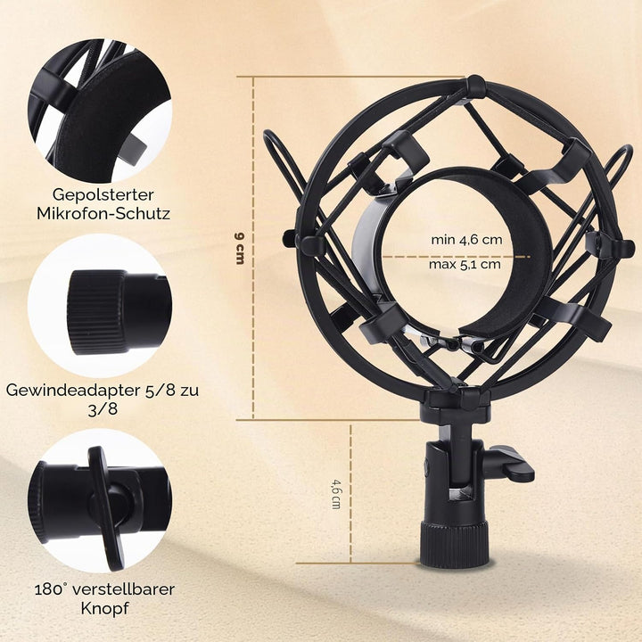 Universelle Mikrofonspinne Mikrofonhalter Zubehör Schockmontage aus Metall - Robuste, komplett aus M