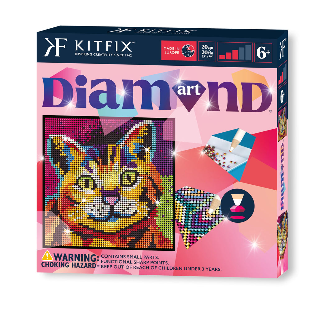 Kitfix - Diamond Art - Kätzchen - Diamond Painting für Kinder ab 6-20 x 20 cm - für Mädchen, Jungen
