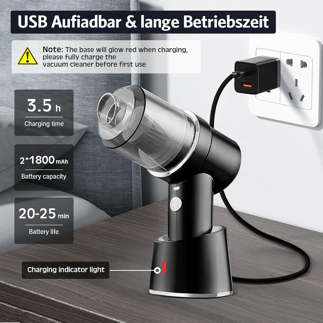 Tragbarer Staubsauger, kabelloser Handstaubsauger, leistungsstark, elektrischer Krümelsauger, mit wa