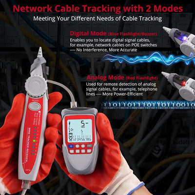 XUNTOP Wire Tracker Kabelfinder LCD Netzwerk kabeltester mit POE-Test netzwerk Testgerät Netzwerkkab