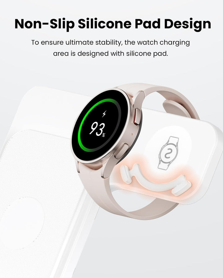 GEEKERA Induktive Ladestation für Samsung, 3 in 1 Faltbare Wireless Charger für Samsung S25/S24/S23/