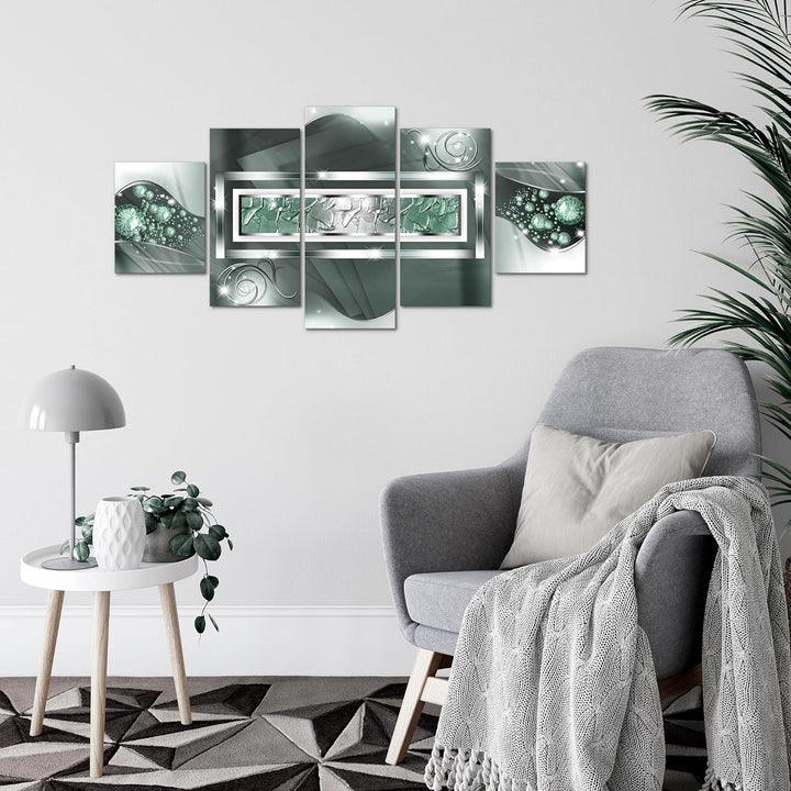 Runa Art Wandbilder Abstrakt 5 Teilig Bild auf Vlies Leinwand Deko Wohnzimmer Schlafzimmer Diamant G
