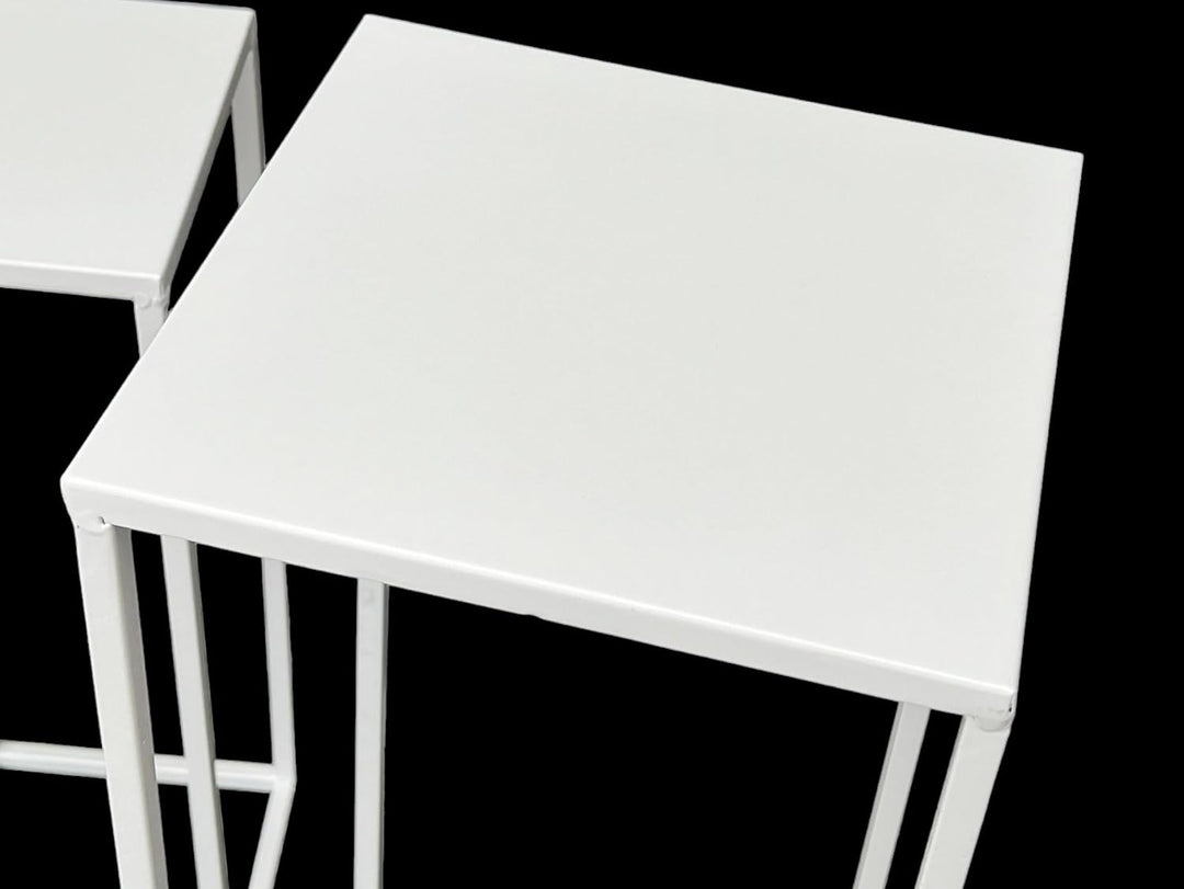 DanDiBo Blumenhocker Metall Weiss Eckig Blumenständer Beistelltisch 96482 2er Set Blumensäule Modern