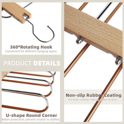Hosenbügel Platzsparend Mehrfach, 5 In 1 Hosenbügel ,Hosen Kleiderbügel aus Edelstahl Ausziehbar, Fa