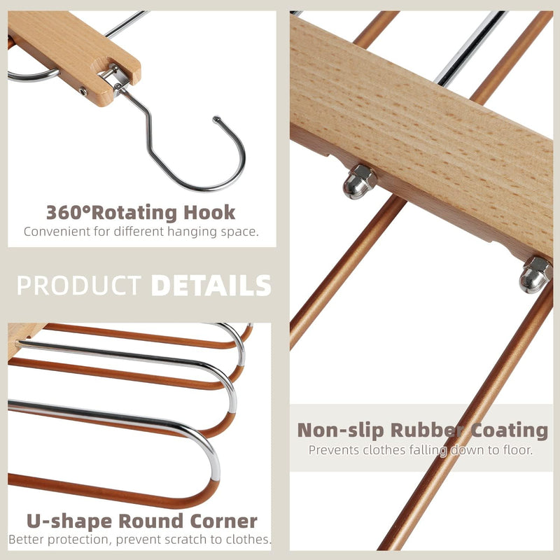 Hosenbügel Platzsparend Mehrfach, 5 In 1 Hosenbügel ,Hosen Kleiderbügel aus Edelstahl Ausziehbar, Fa