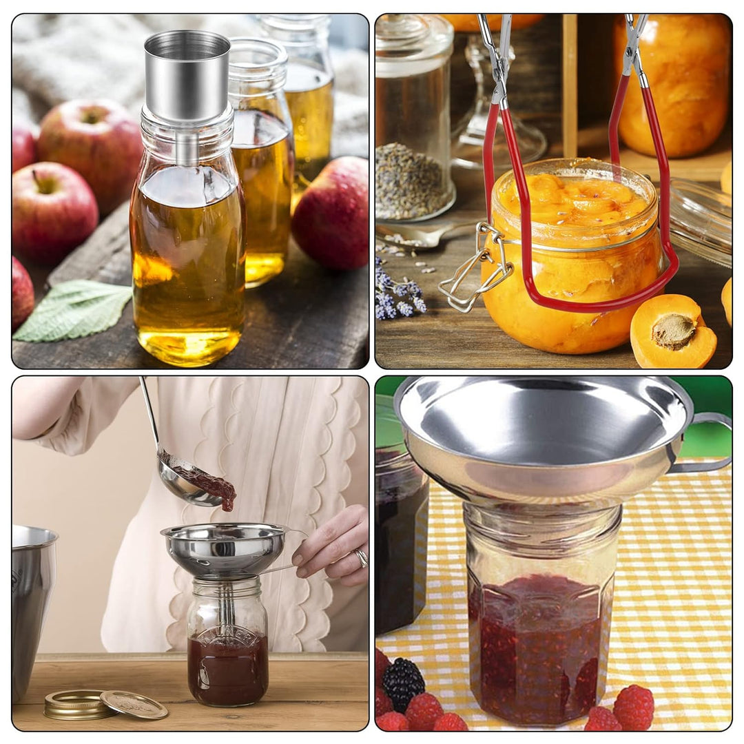 Trichter Edelstahl Set, 4 Stück Marmeladentrichter Einfülltrichter Trichter Set mit Griff und Glashe