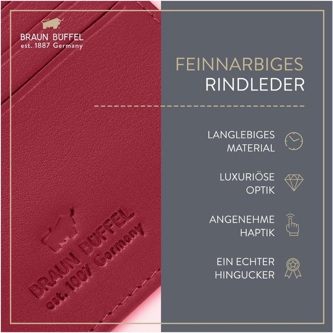 BRAUN BÜFFEL Damen Geldbörse aus echtem Leder Golf 2.0 - Trifold - Portemonnaie für Frauen - 8 Karte