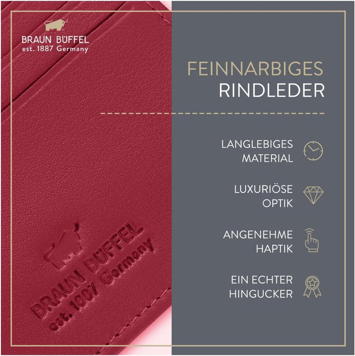 BRAUN BÜFFEL Damen Geldbörse aus echtem Leder Golf 2.0 - Trifold - Portemonnaie für Frauen - 8 Karte