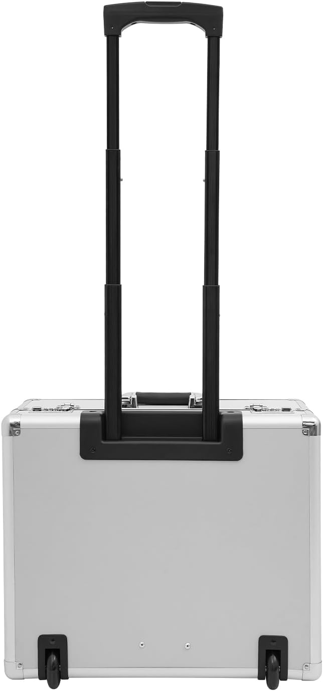 Pilotenkoffer mit Rollen, Rollbarer Aktenkoffer aus Aluminiumlegierung, Laptop Rollkoffer mit Telesk