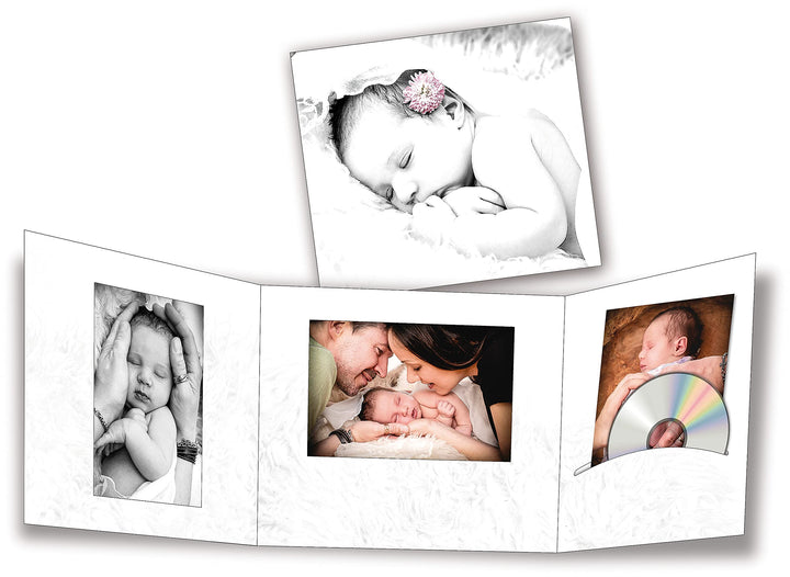 25 Stk. Portraitmappe 3-teilig für 13x18 Fotos &amp; CD im Design Baby Fotomappe Leporello für Studio, K