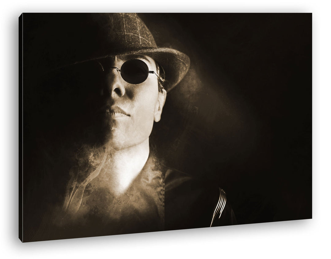 deyoli Gangster mit retro Brille Format: 80x60 Effekt: Sepia als Leinwand, Motiv fertig gerahmt auf