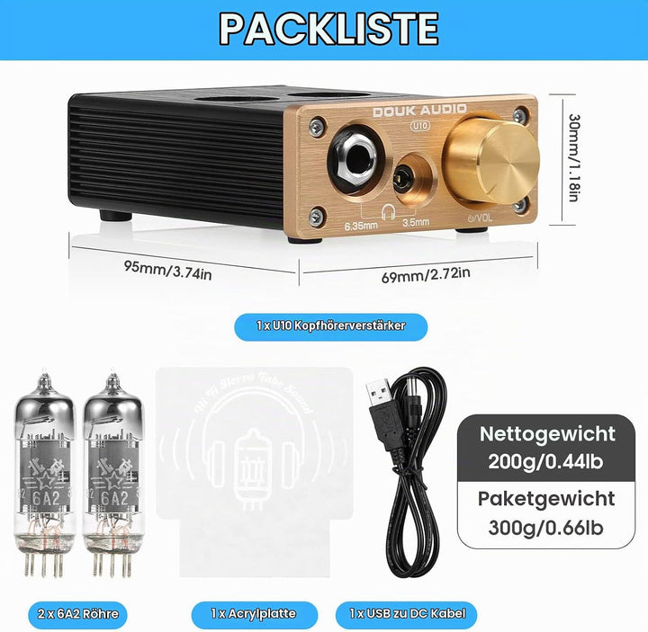 Douk Audio U10 Mini Röhren Kopfhörerverstärker HiFi Tube Headphone Amplifier Stereo Vorverstärker fü