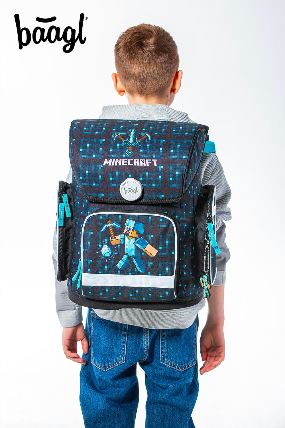 Baagl Schulranzen Jungen Mädchen für 1. Klasse, Ergo Schultasche Grundschule, Leichter Kinder Ranzen