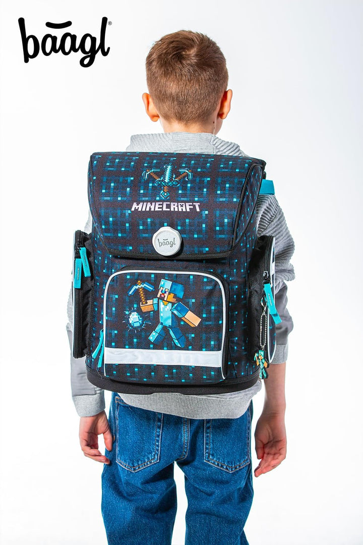 Baagl Schulranzen Jungen Mädchen für 1. Klasse, Ergo Schultasche Grundschule, Leichter Kinder Ranzen