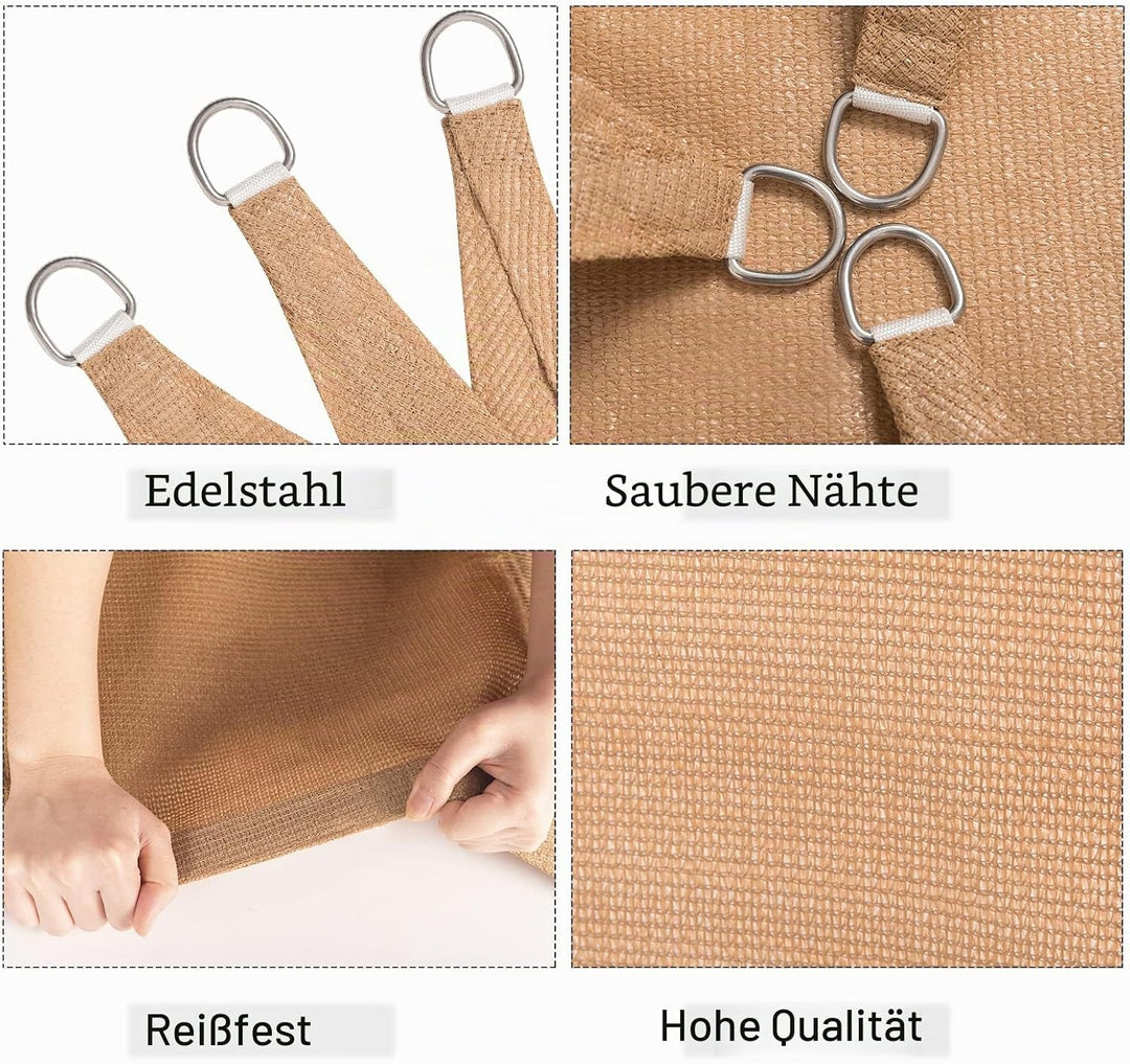 WOLTU Sonnensegel Premium HDPE Wetterbeständig Atmungsaktiv 95% UV Schutz Segeltuch 180 g/m² Sonnens