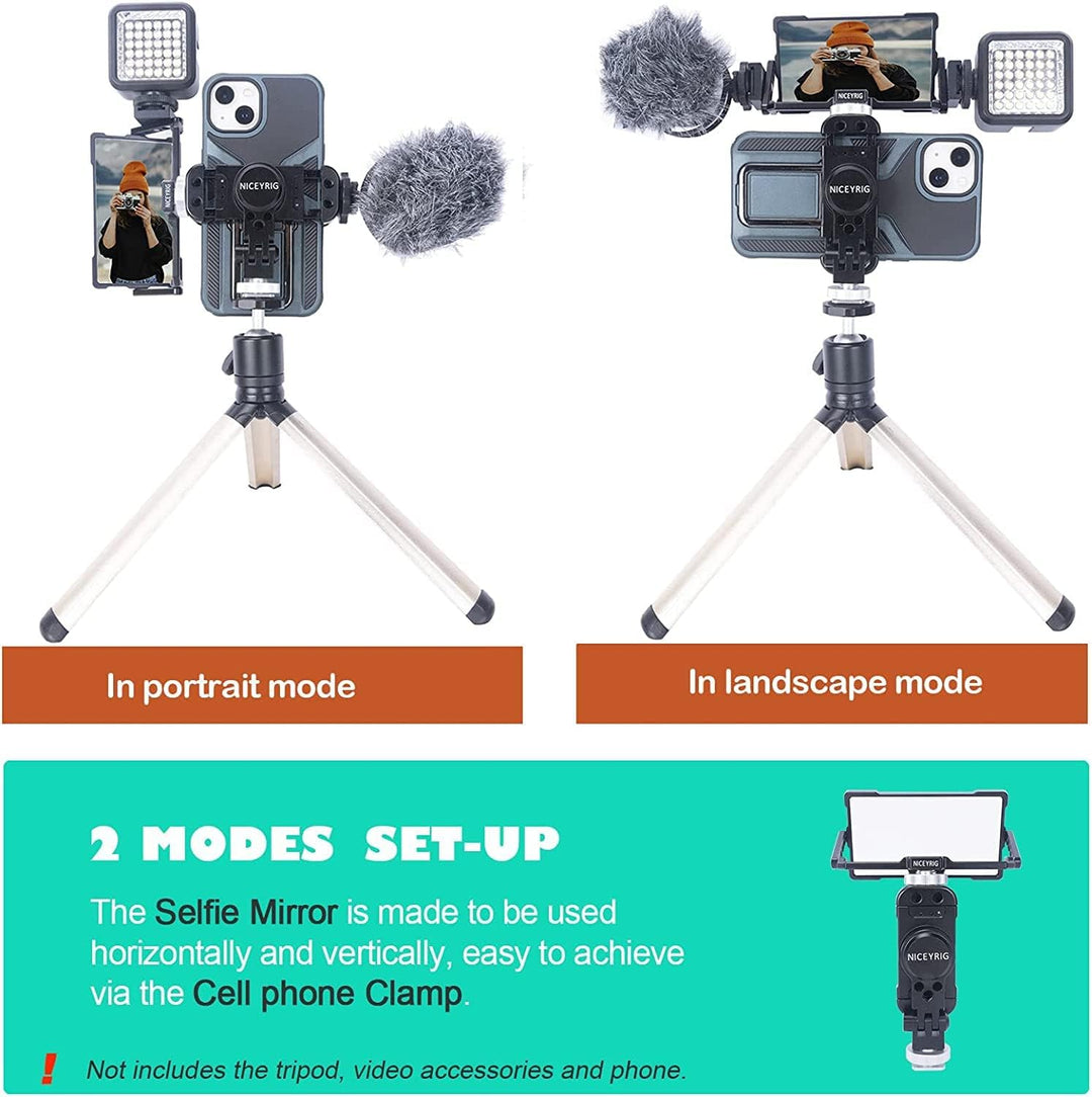 NICEYRIG Smartphone Selfie Vlog Spiegel Kit mit Flip Screen Mirror & Multifunktionale Telefon Cold S