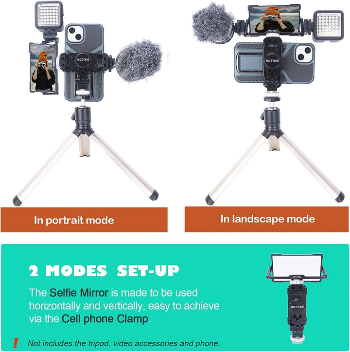NICEYRIG Smartphone Selfie Vlog Spiegel Kit mit Flip Screen Mirror & Multifunktionale Telefon Cold S