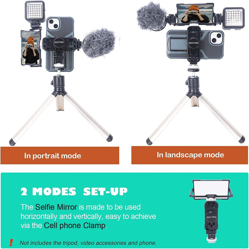 NICEYRIG Smartphone Selfie Vlog Spiegel Kit mit Flip Screen Mirror & Multifunktionale Telefon Cold S