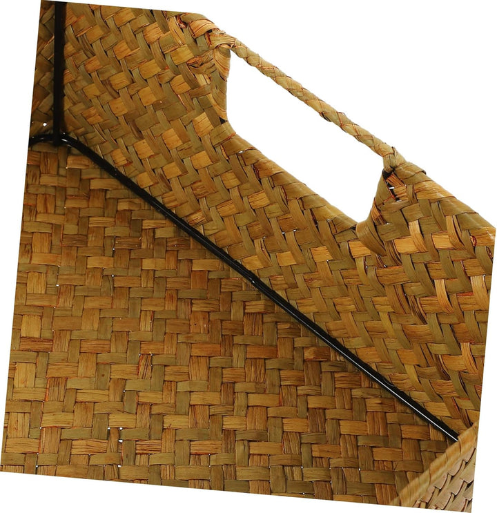 DOITOOL Geflochtener Aufbewahrungskorb Seegras Korb Eckig 40x29x13cm Rechteckiger Korb Geflochten Mu