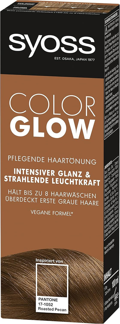 Syoss Color Glow Pflegende Haartönung Roasted Pecan Pantone 17-1052 (3 x 100 ml), semi-permanente Co