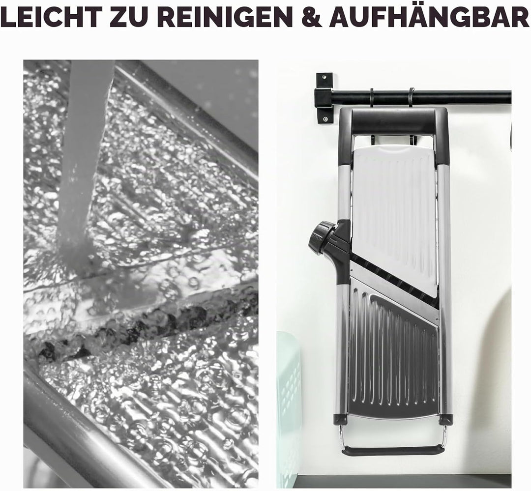 Mandoline Gemüsehobel 5-in-1 verstellbar aus Edelstahl, Multifunktionaler Gemüseschneider mit ultras